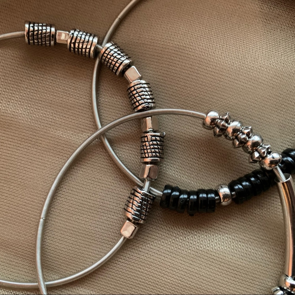 Silver and Black stretchable bracelets
